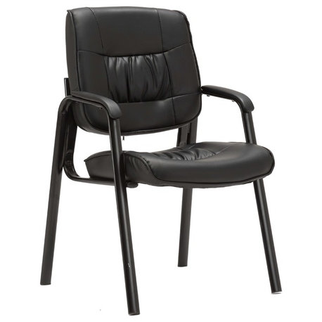 Keith Leather Reception Chair, Black, Black