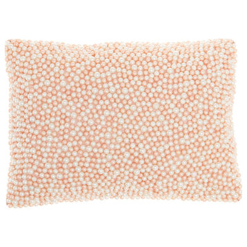 Nourison Home 10"x14" Mina Victory Sofia Fully Beaded Pearls Blush Pillows