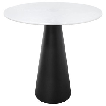 White Marble Pedestal Dining Table, Versmissen Cone, Small