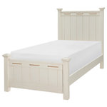 Legacy Classic Furniture - Lake House Complete Low Post Bed, Twin, Distressed Pebble White - Sail away to sleep in the Lake House complete twin Low Post Bed in distressed pebble white. Featuring vertical panels bordered with a nautical-styled rope accent, this bed adds a maritime pop to your home. Pair with the 9300 Underbed Storage Unit to store your sheets and blankets. Also works with the 9500 Trundle/Storage Drawer for storage or additional sleeping accommodations. The Low Post Bed embodies the natural feel of this strong, unique collection. Crafted from poplar solids with rustic birch veneer. CA CARB P2 Compliant.