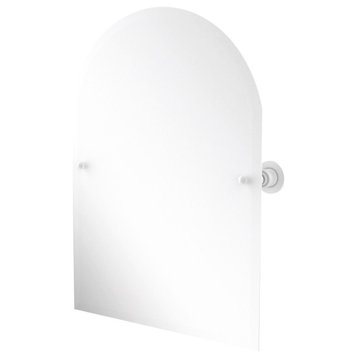 Frameless Arched Top Tilt Mirror with Beveled Edge, Matte White