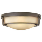 Hinkley - Hinkley Hathaway 3225Ob-Led Medium Flush Mount, Olde Bronze - Hathaway's striking design features a bold shade held, place by three intersecting, floating arms with unique forged uprights and ring detail for a modern style. Available, Heritage Brass with etched glass, Olde Bronze with etched glass, Olde Bronze with etched amber glass and Antique Nickel with etched glass.