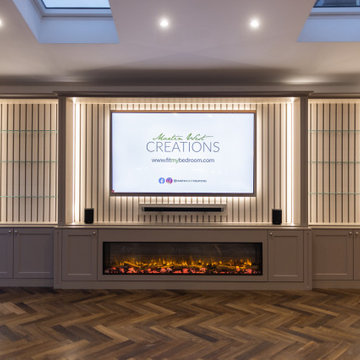 Cashmere Media Wall with 2m Electric Fireplace