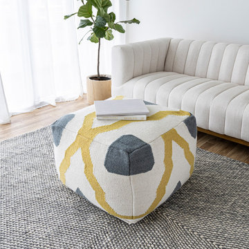 Barcelona Pouf – Mustard Multi