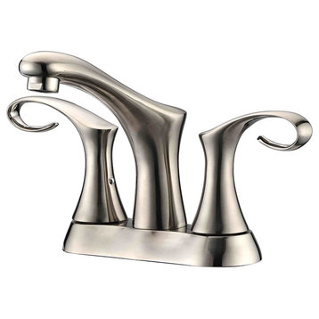 Dawn 2-Hole, 2-Handle  Faucet For 4" Centers, Brushed Nickel, Pull-Up Drain