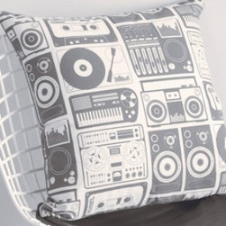 Aimee Wilder Pillows - Analog Nights Steel Grey and Charcoal, Fiber Insert - Decorative Pillows