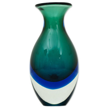 Novica Rain Drop Art Glass Vase
