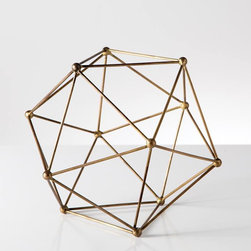 Polygon Antique Brass Decor Ball &ndash; Medium - Decorative Objects And Figurines
