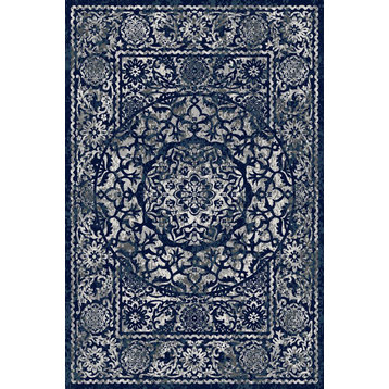 Dulce Modern Bloom Area Rug - Blue and Gray - 2' 7" X 8'