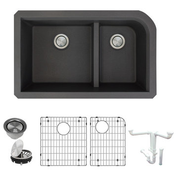 Radius Granite 31" Undermount Kitchen Sink Kit, Black