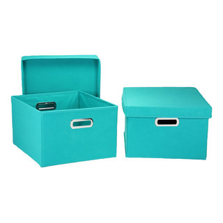 Storex 4 Gallon (15L) Classroom Storage Bin with Lid, Blue, 6-Pack