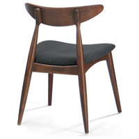 GDF Studio Issaic Mid Century Design Wood Dining Chairs, Set of 2, Charcoal/Walnut