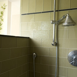 Island Stone Rectangular Beach Glass with Pebble floor - Tile