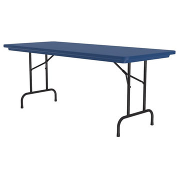 Correll 30"W x 72"D Heavy Duty Blow-Molded Plastic Folding Table in Blue