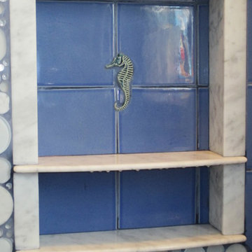 Nautical Undersea-themed Mosaic Tiled Shower