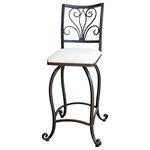 The Iron Shoppe - Alexander 25" Counter Stool With Brown Leather Seat - The Alexander 25" Counter Stool is made of forged iron and it has a black finish. The counter stool has a brown leather seats, and it measures 16 1/2" x 16 1/2" square.