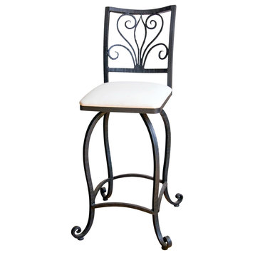 Alexander 25" Counter Stool With Brown Leather Seat