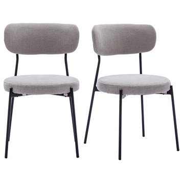 Padded Bouclé Side Chairs Set of 2, Grey