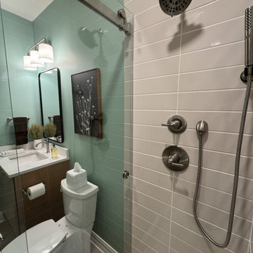 Modern Basement Bathroom with Rift-Cut Oak Vanity