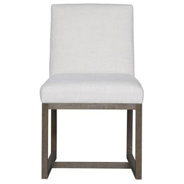 Modern Carter Fabric Side Chair Set of Two in Linen White Finish