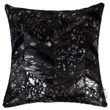 18" X 18" X 5" Black And Silver  Pillow