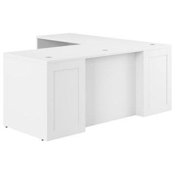 Hampton Heights 72W x 30D Executive L-Shaped Desk in White - Engineered Wood