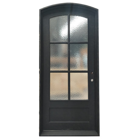 36''x96'' Exterior Wrought Iron Door With Low-E Double Glass, Right Hand Acitve