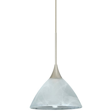 Domi 1-Light Pendant, Satin Nickel, Marble Glass, LED