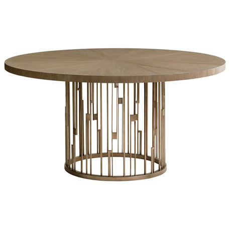 Rendezvous Round Metal Dining Table With Wooden Top