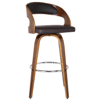 Armen Living Shelly 30" Barstool in Walnut Wood Finish With Brown PU