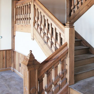 Custom Millwork featuring Salvaged Antique Oak, Inspired by French Pattern Books