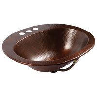 Seville Aged Copper 20" Oval Drop-In Bath Sink with Ashfield Faucet Kit
