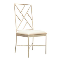 Worlds Away Ashton Silver White Vinyl Dining Chair - Dining Chairs