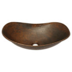 Hammermarc-CopperSinksDirect - 18" Copper Sleigh Vessel Sink - SLV18- Copper Sleigh Vessel sinks have become increasingly popular for use in bathrooms and bar areas.  Mounted above a countertop or vanity, a hand hammered copper vessel sink makes a bold design statement.  Both stylish and functional, it is understandable why copper vessel sinks are must have items.