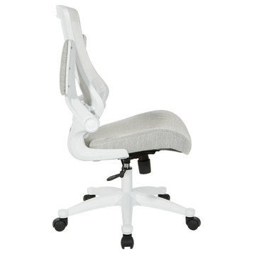 White Screen Back Manager's Chair, Linen Stone Fabric, Linen Stone