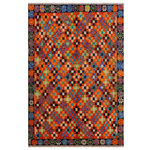 Bareens Designer Rugs - Rustic Balochi Alec Wool Rug-4'9'' x 6'7'' - A mesmerizing addition to any decor, this exhilarating hand-knotted rug featuring exquisite coloration in an intricate design is made by skilled artisans capable of creating the most exceptional rugs. Featuring traditional, transitional, and geometric patterns this one-of-a-kind Afghan Baluchi rug hand knotted with a plush pile in great quality wool, features luxurious texture and appearance adding softness, warmth and comfort to any room.