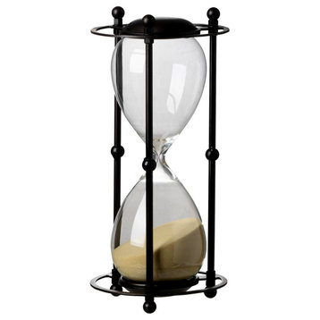 1 Hour Hourglass Sand Timer in Stand, 6"x13", Tan Sand