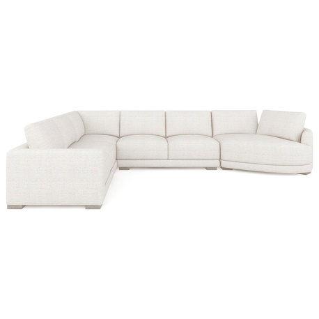 Laguna 166" Modular Feather-Cushion Sectional Sofa, Wheat Cream Beige Polyester Tweed, Right-Arm Facing