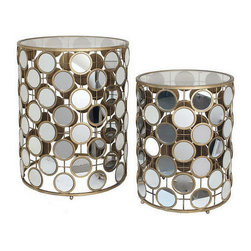 2 Piece Set Felicity Mirrored Accent Tables - Furniture