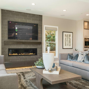Control4 home automation with surround sound and tv mounted over fireplace