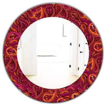 Designart Paisley 12 Bohemian And Eclectic Frameless Oval Or Round Wall Mirror,