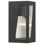 Livex Lighting - Livex Lighting Forsyth 1-Light Black Outdoor Small Wall Lantern - Made of stainless steel, the Forsyth black finish outdoor wall lantern has a versatile look that can be placed almost anywhere. The brushed nickel finish stainless steel reflector & clear glass add a perfect touch to the clean, transitional-contemporary lines.