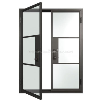 French Door 61"X81", Flat Black, Clear Glass, Right Hand Inswing
