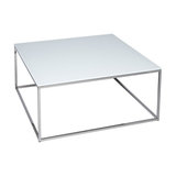 Kensal White Square Coffee Table, Steel Base