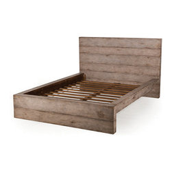 Clinton Driftwood Reclaimed Wood Queen Size Platform Bed - Panel Beds