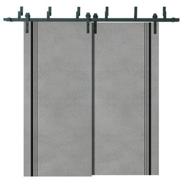 Barn Bypass Doors 72 x 96 | Planum 0011 Concrete with  | Sturdy 6.6ft