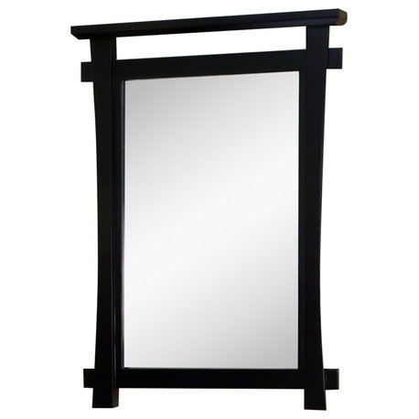 Bellaterra Home 28" Black Wood Bathroom Wall Mounted Square Framed Vanity Mirror