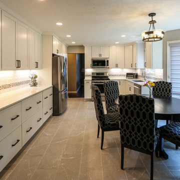 White Kitchen with White Subway Tile and Gray and Black Accent Tile ~ Medina, OH