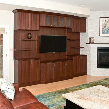 Contemporary media cabinetry with floating shelves