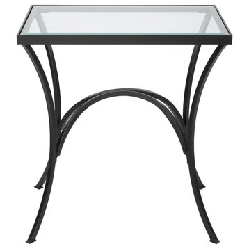 Uttermost 22911 Alayna 16"W Glass Top Metal and Tempered Glass - Black